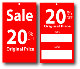 20% off Large tickets d/sided 8"x4" | sale tickets;% Off Signage - Sale Posters & Signs