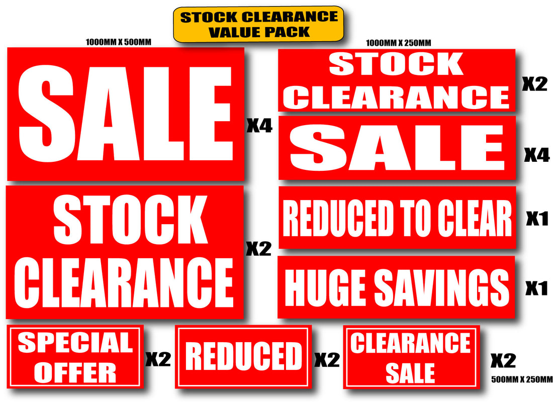 Sale Stock Clearance Posters Pack inc 26 | sale value packs - Sale Posters & Signs