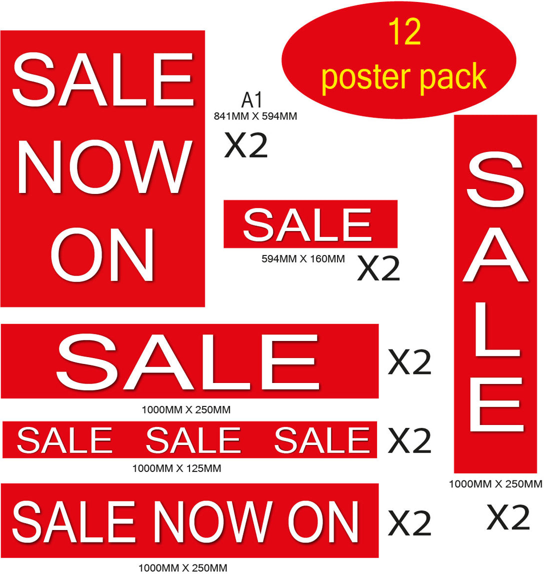 Red and Black Sale posters pack In 12 - Sale Posters & Signs