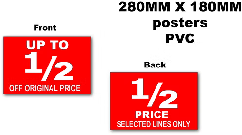 PVC Sale 280mm x 180mm posters x 6 Double sided