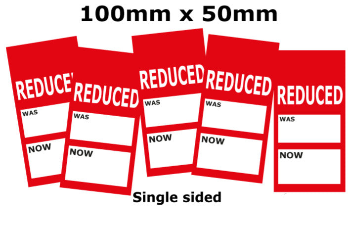Reduced small sale hanger tickets 4" x 2" | sale tickets;sale posters red Impact - Sale Posters & Signs