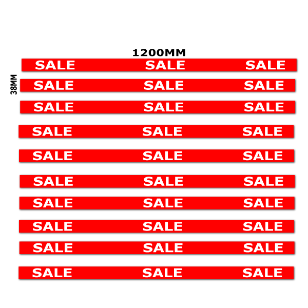 Sale Shelf strips inc 10 size 38mm x 1000mm | sale posters red Impact;Shelf Strips - Sale Posters & Signs