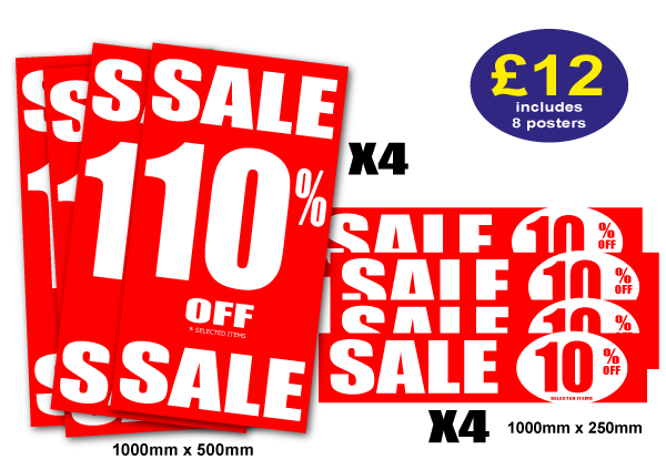 Sale 10%off posters value pack inc 8 | 10%off;sale value packs - Sale Posters & Signs