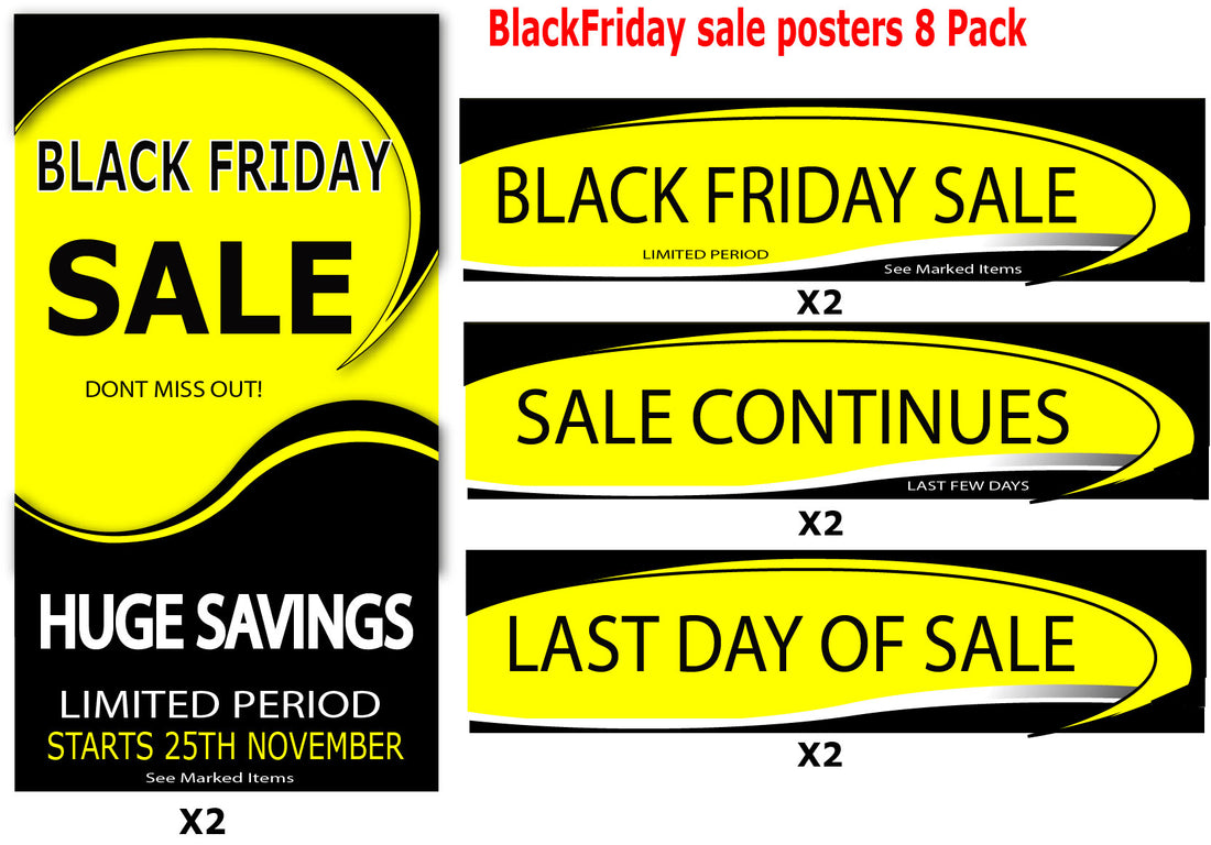 Black Friday Sale Posters Pack inc 8 - Sale Posters & Signs