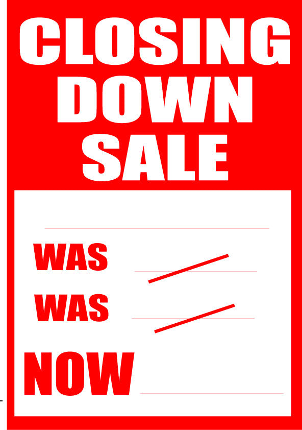 Closing Down Tickets A4 per 50pack | sale tickets - Sale Posters & Signs