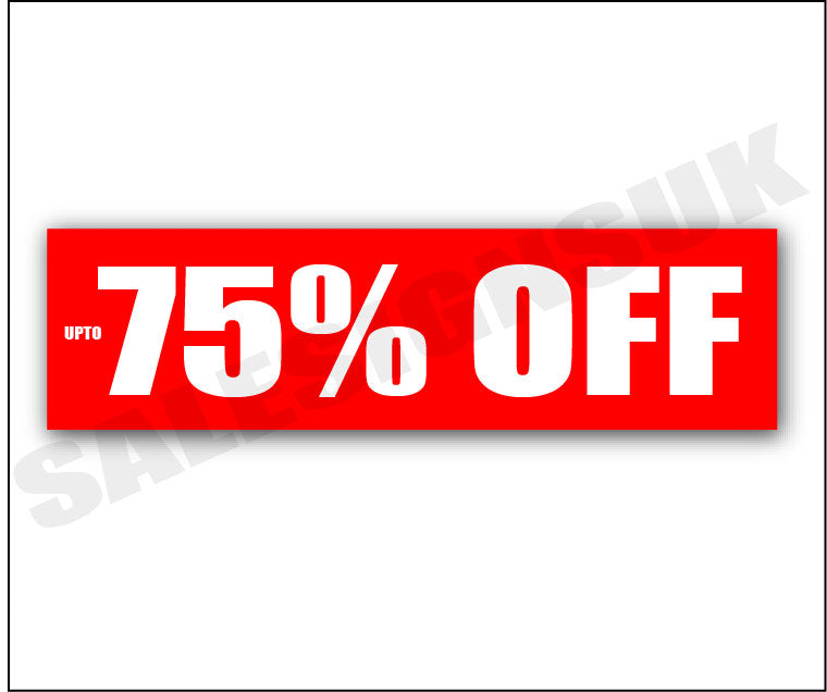 Upto 75%off Red 1000mm x 250mm posters | sale signage red;Closing Down;% Off Signage;75%off - Sale Posters & Signs