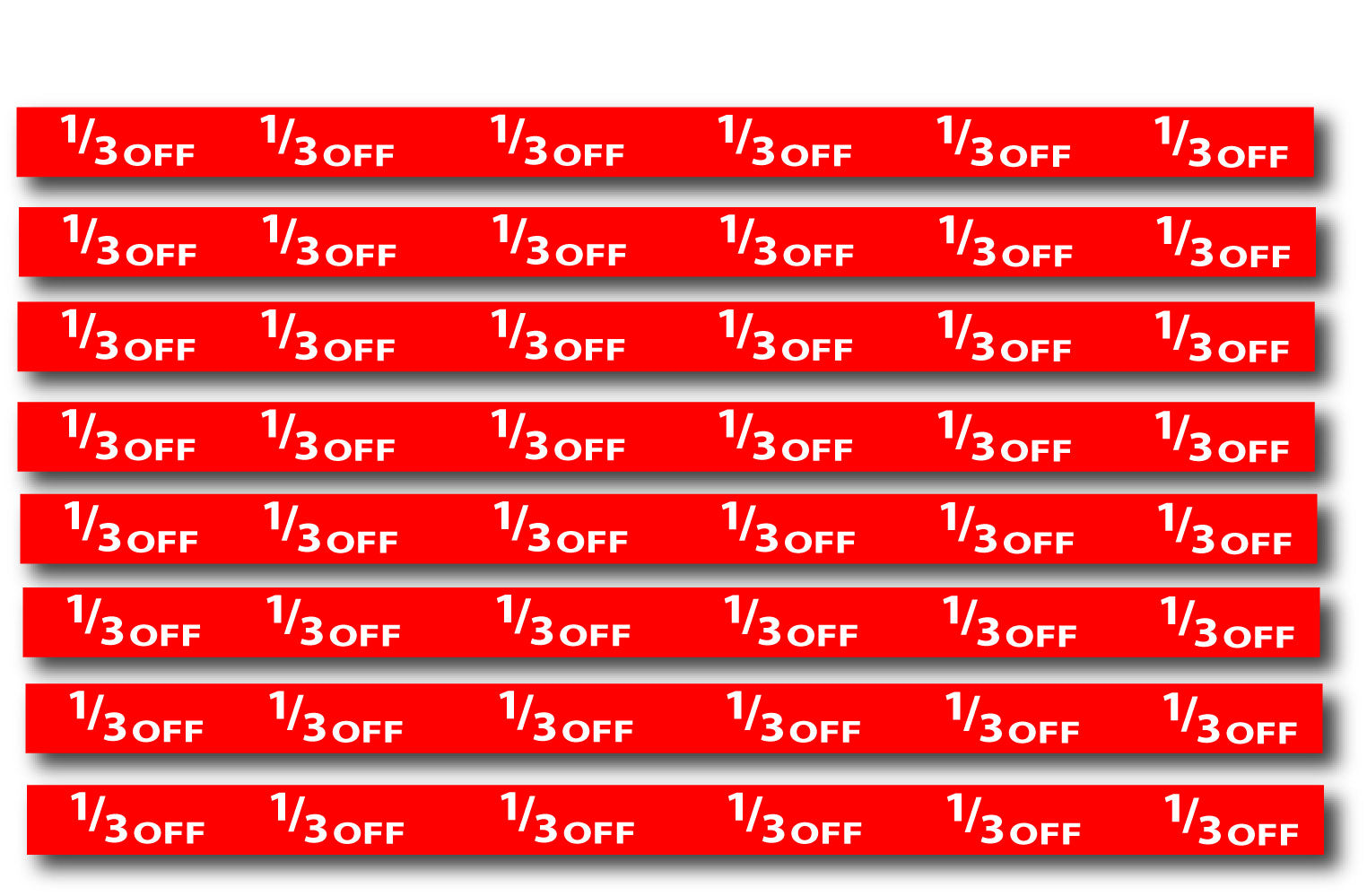 1/3 off Shelf strips inc 8 size 35mm x 1200mm | % Off Signage;Shelf Strips - Sale Posters & Signs