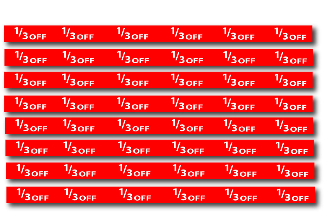 1/3 off Shelf strips inc 8 size 35mm x 1200mm | % Off Signage;Shelf Strips - Sale Posters & Signs