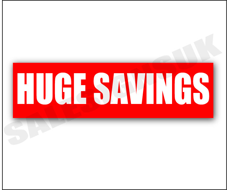 Huge Savings posters 1000mm x 250mm | sale signage red;Closing Down - Sale Posters & Signs