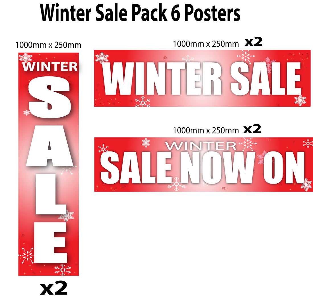 Winter sale pack Mix 6 posters 1000mm x 250mm - Sale Posters & Signs