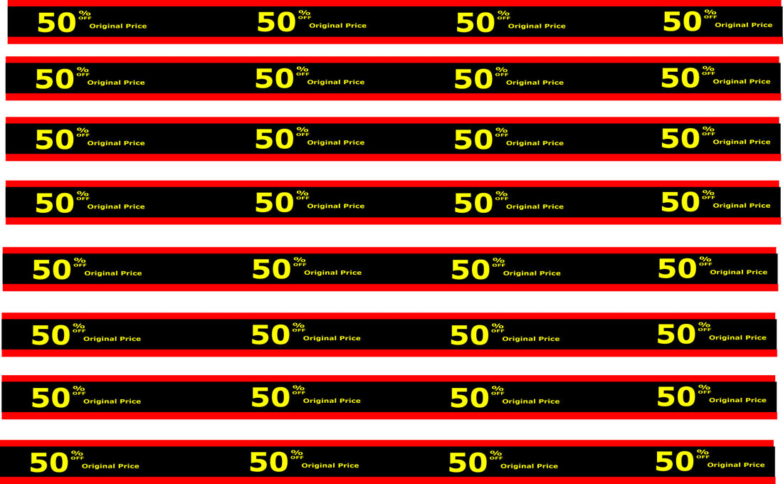 Black 50% Off Shelf Edge Strips – 1200×36mm, Pack of 10