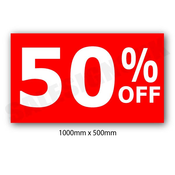 50%off Red horizontal 1000mm x 500mm poster | Closing Down;% Off Signage;50%off - Sale Posters & Signs