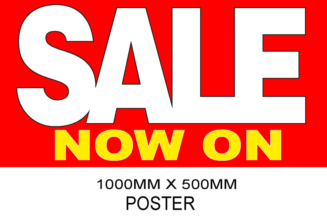 SALE HORIZONTAL POSTER 1000mm x 500mm | Bespoke posters;Sale posters New;sale posters red Impact;Red and Black Sale - Sale Posters & Signs