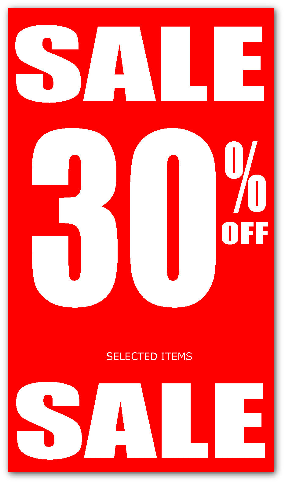 Sale 30%off Red 1000mm x 500mm posters | Closing Down;% Off Signage;30%off - Sale Posters & Signs