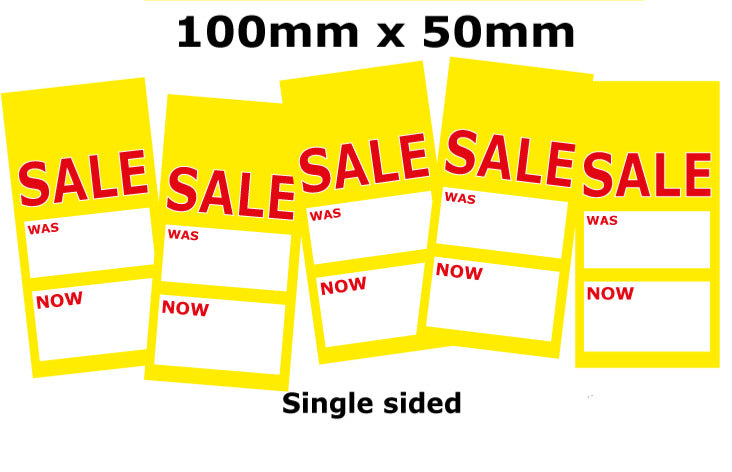 Yellow & Red small sale hanger tickets 4" x 2" | yellow and red posters;sale tickets - Sale Posters & Signs