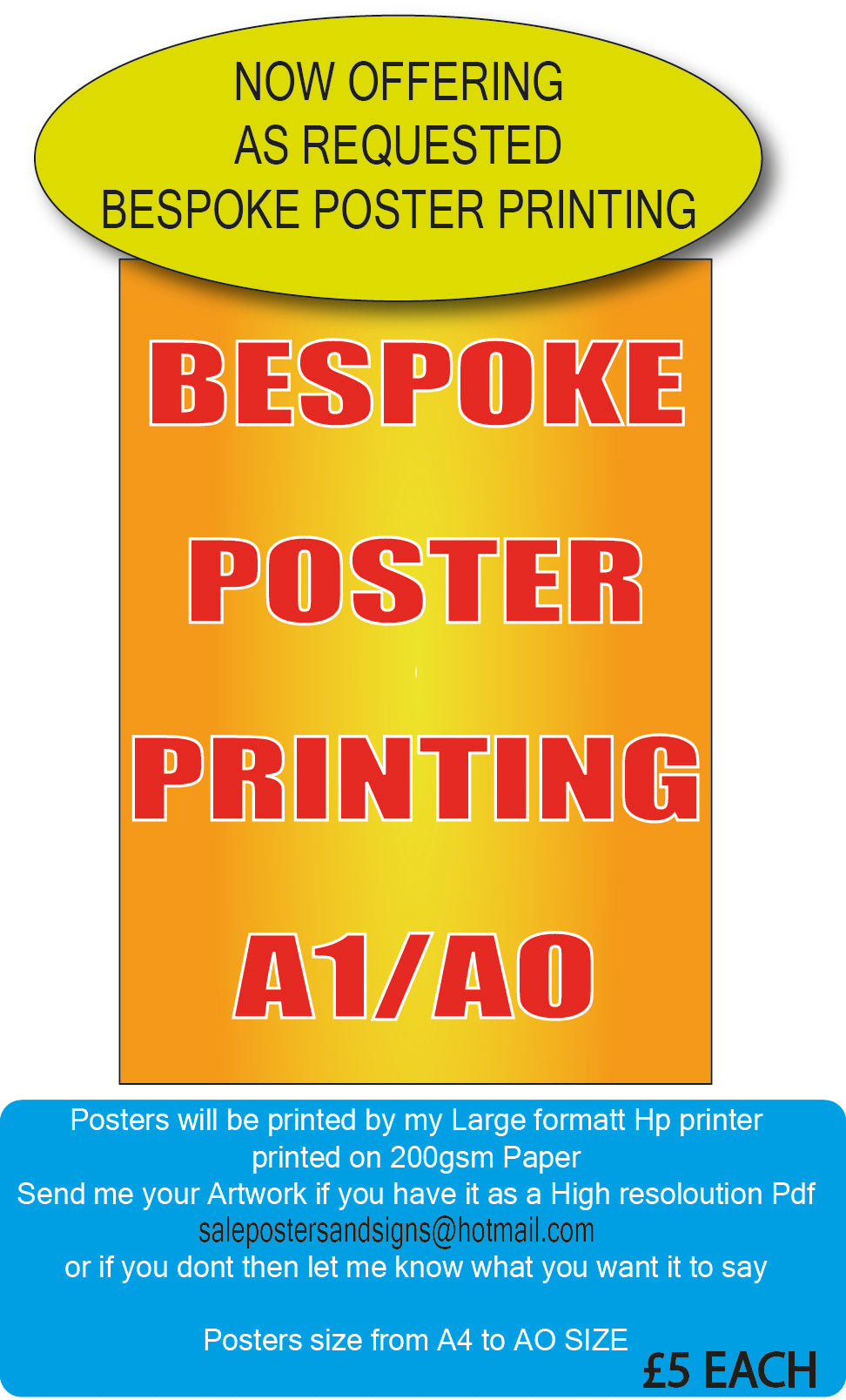 Bespoke printed posters A1 | Other Posters - Sale Posters & Signs