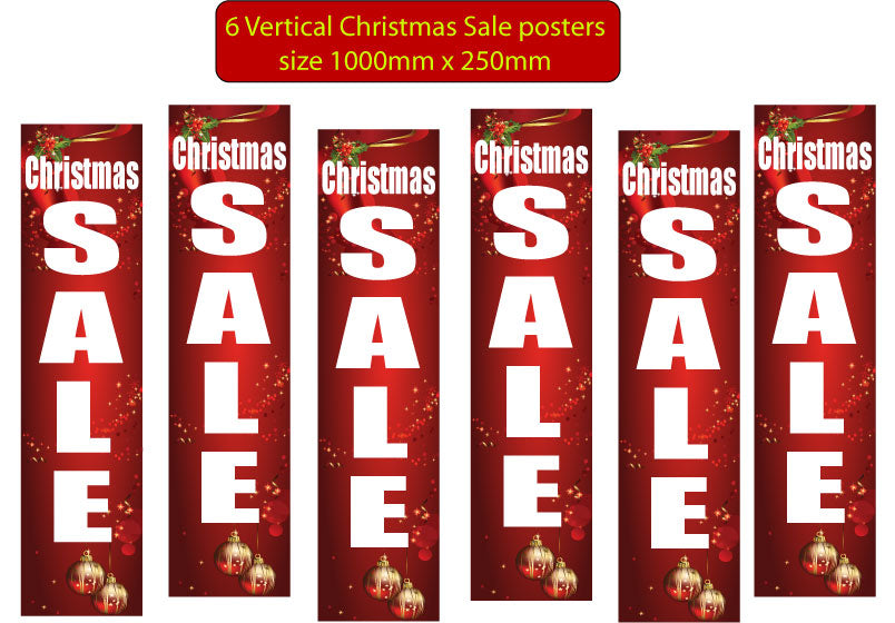 Christmas Vertical Sale pack x 6 1000mm x 250mm | christmas sale - Sale Posters & Signs