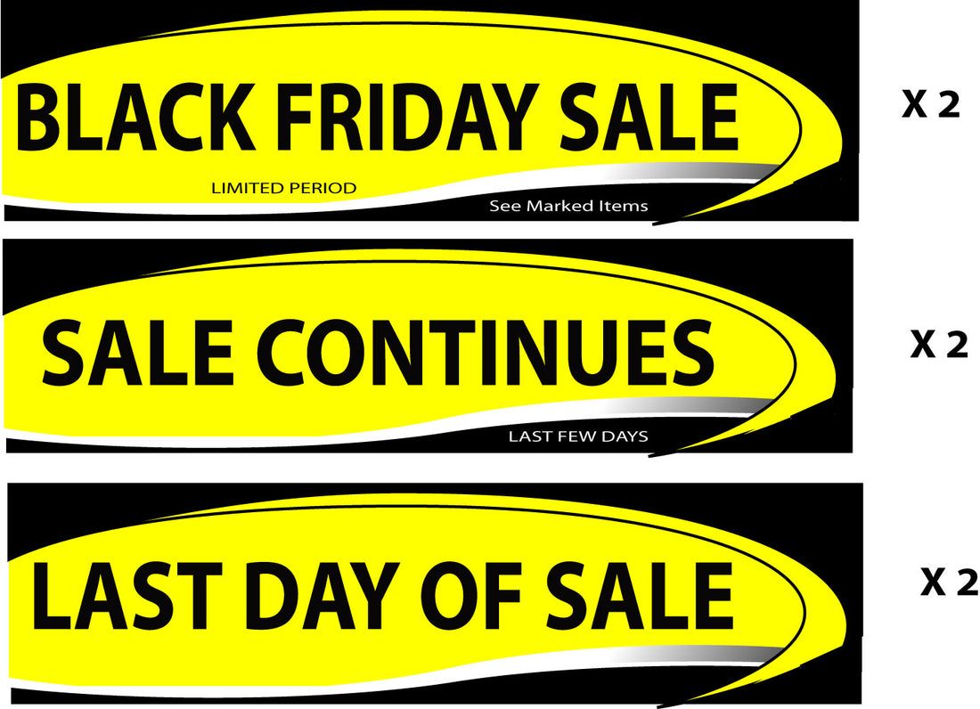 Black Friday Sale Horizontal mix pack 6 posters | Yellow and Black pos;Black Friday - Sale Posters & Signs