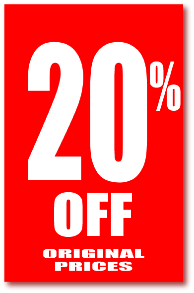 20%off Red 760mm x 500mm posters(2) | Closing Down;% Off Signage;20%off - Sale Posters & Signs