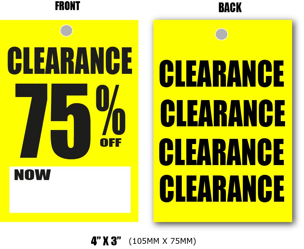 Yellow & Black 75%off tickets/hangers | sale tickets;Closing Down;Yellow and Black pos;75%off - Sale Posters & Signs