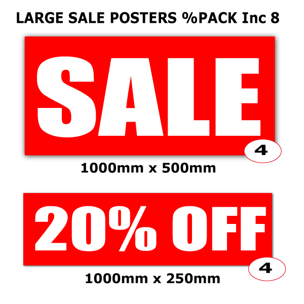 Horizontal L 20%off pack you choose inc 8 | % Off Signage;20%off - Sale Posters & Signs