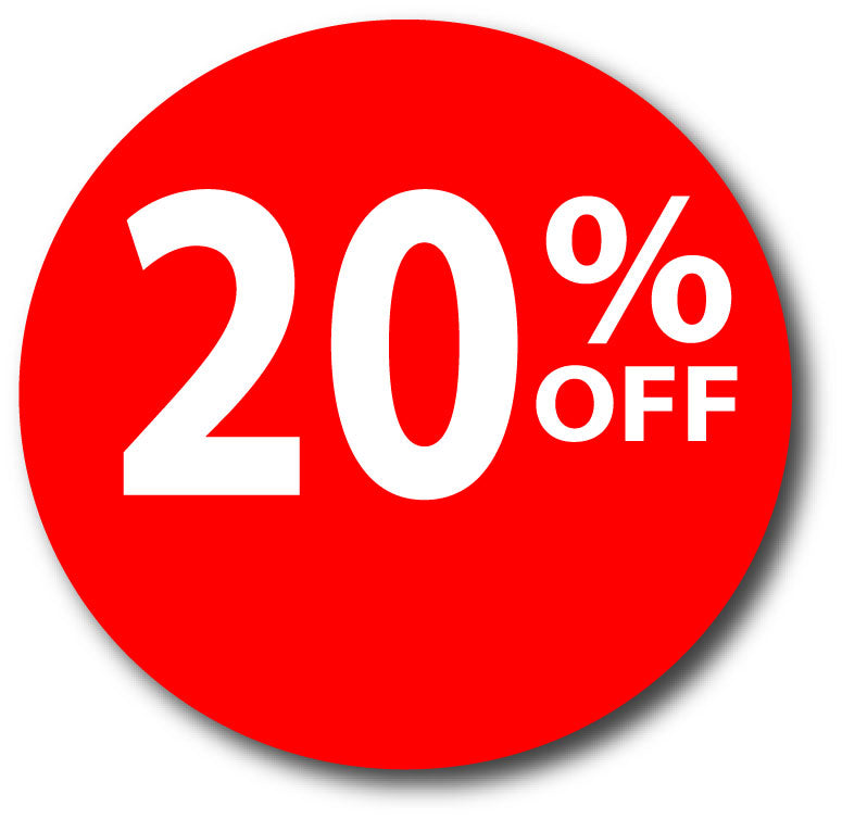 20% off Red Round signs 480mm d/s(4) | % Off Signage;hanging cards;20%off - Sale Posters & Signs