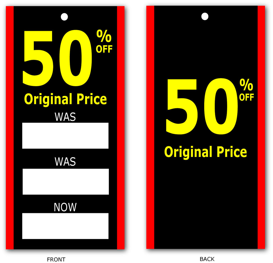 50% off Yellow/Black Large tickets d/sided 8"x4" | Black Friday;50%off;% Off Signage;sale tickets;Yellow and Black pos - Sale Posters & Signs