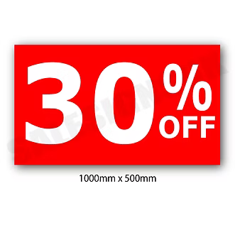 30%off Red horizontal 1000mm x 500mm poster