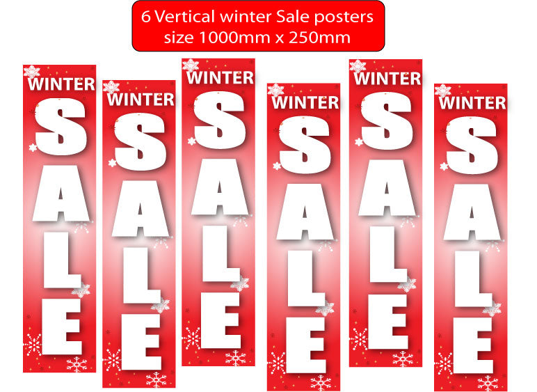 Winter Vertical sale pack x 6 1000mm x 250mm | winter sale - Sale Posters & Signs