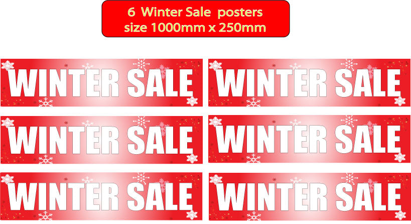 Winter sale pack x 6 1000mm x 250mm - Sale Posters & Signs