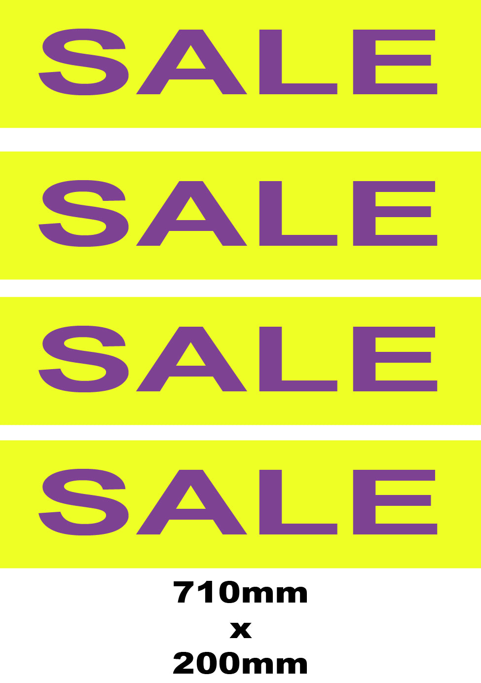4 x Sale poster lime and purple 200mm x 710mm | Purple and green sale range - Sale Posters & Signs