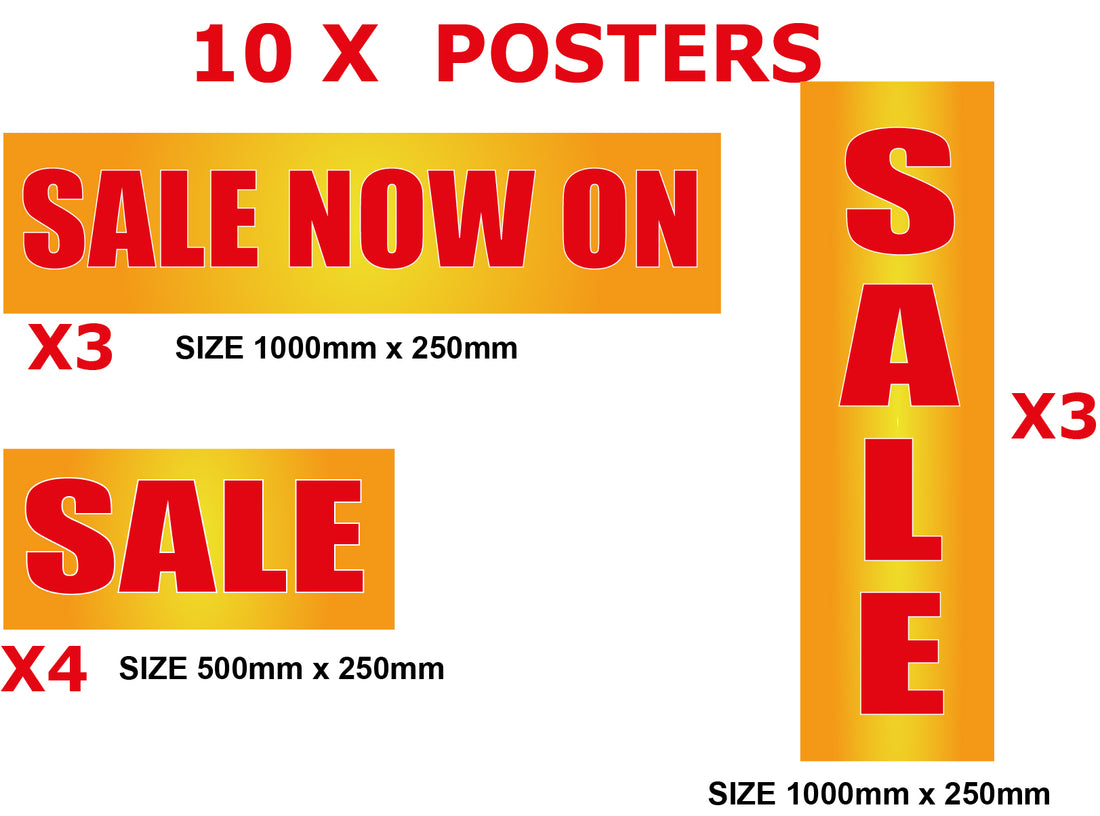 Sale now on (summer) Posters pack inc 10 | Summer Sale posters - Sale Posters & Signs