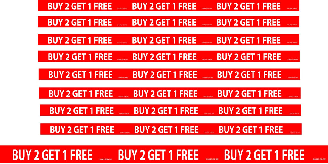 But 2 Get 1 Fre Shelf strips 10 size 35mm x 1000mm - Sale Posters & Signs