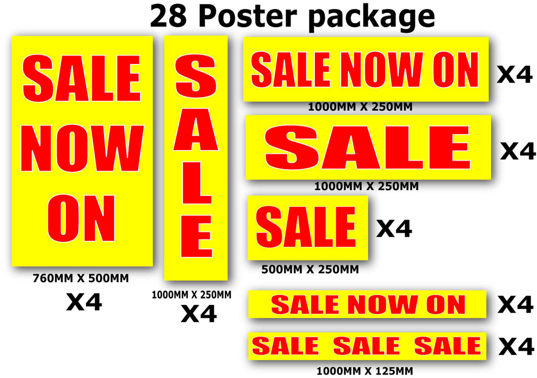 Sale Pack Red and Yellow Posters Inc 28 with tkts | sale value packs;yellow and red posters - Sale Posters & Signs