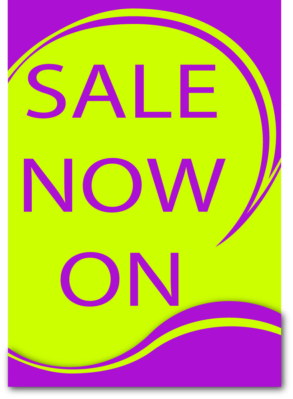 4 x Sale poster lime and purple A1 840mm x 594mm | sale value packs;Purple and green sale range - Sale Posters & Signs