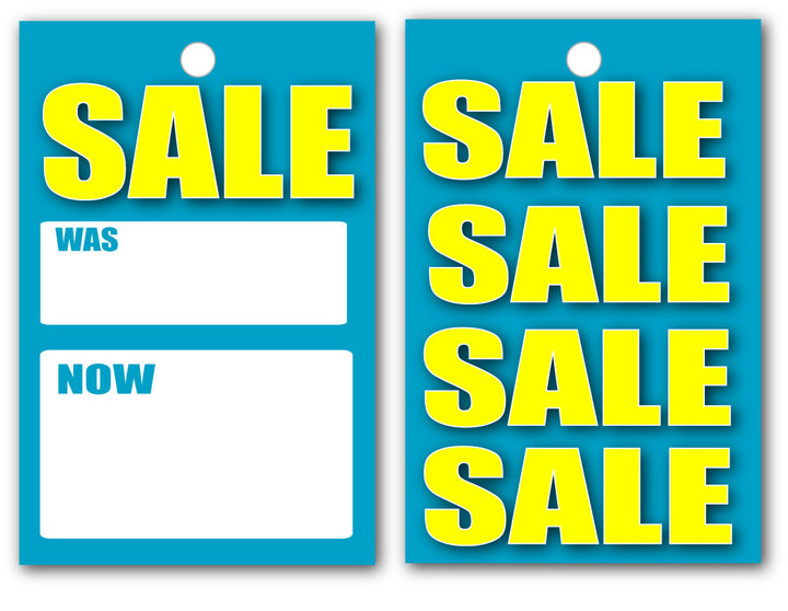 Blue sale was now 4.5" x 3" per 100 | sale tickets;blue sale posters - Sale Posters & Signs