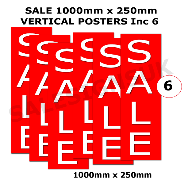 Sale Posters Red&Bk Vertical pack 1000mmx 250mm | sale value packs;Red and Black Sale - Sale Posters & Signs