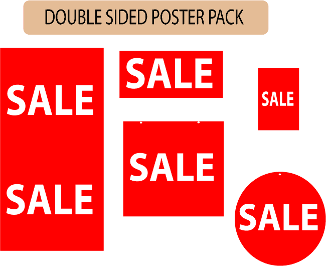 Sale double sided Large signs pack | hanging cards - Sale Posters & Signs