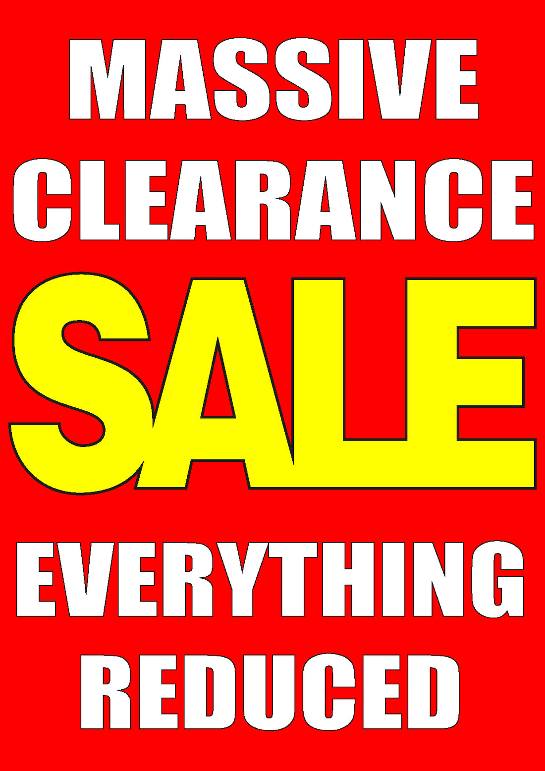 MASSIVE CLEARANCE POSTER A1/A2/A3/A4 CARD | Bespoke posters;Sale posters New;sale posters red Impact - Sale Posters & Signs