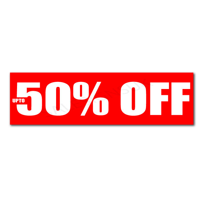 Upto 50%off Red 1000mm x 250mm posters | sale signage red;Closing Down;% Off Signage;50%off - Sale Posters & Signs