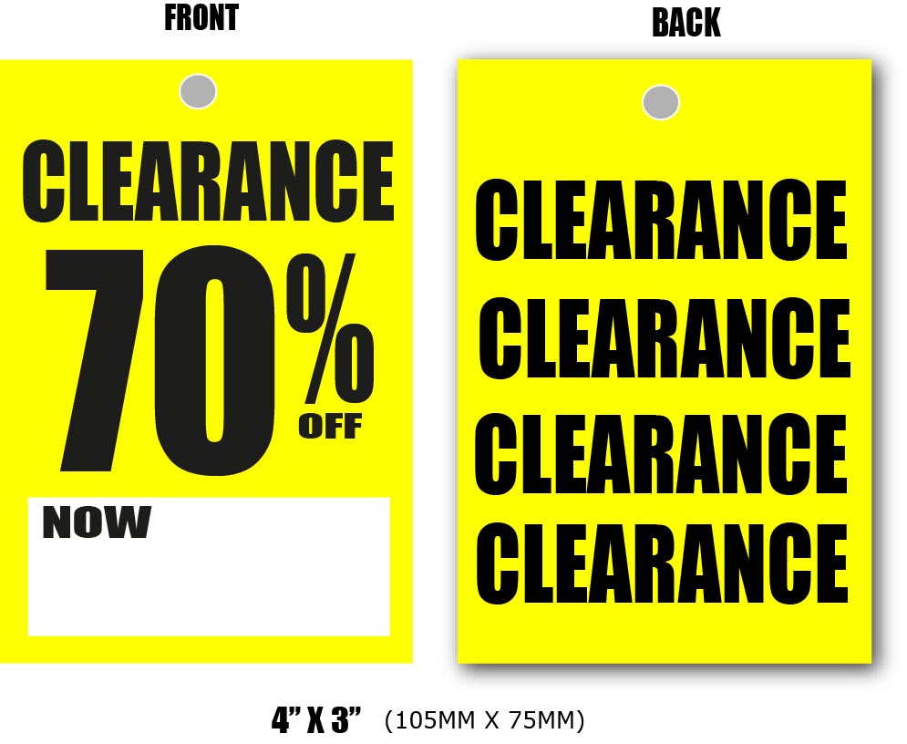 Sale 70% off yellow tickets 4.5" x3"per 100 | sale tickets;% Off Signage;Yellow and Black pos;70%off - Sale Posters & Signs