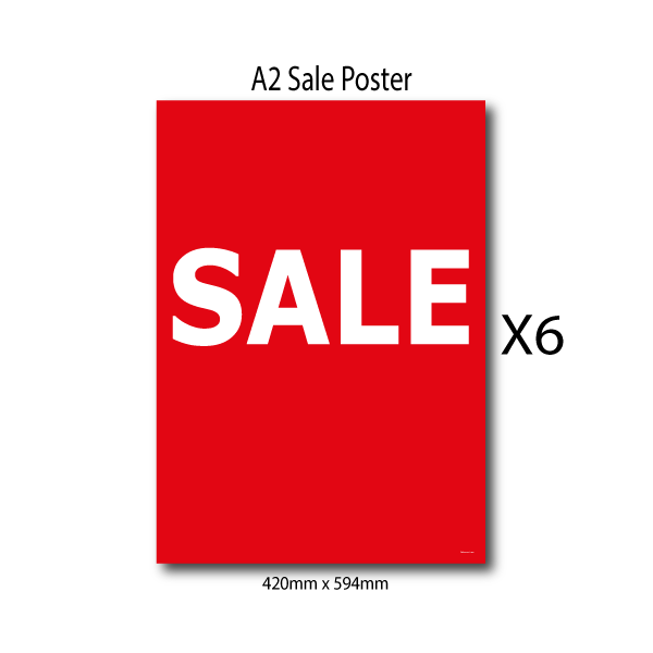 A2 Sale 6 pack posters size 594mm x 420mm | sale posters red Impact;sale value packs - Sale Posters & Signs
