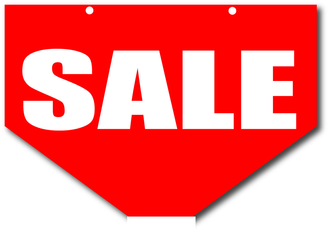 Sale Shaped Hanger Card 500mm x 350mm | hanging cards;sale posters red Impact;Clearance - Sale Posters & Signs