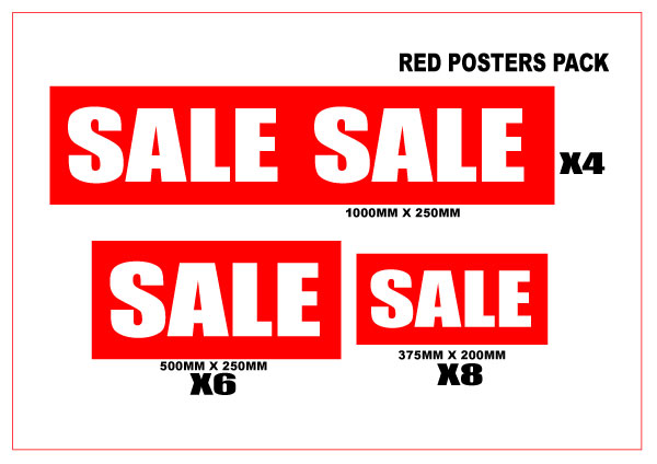 Sale posters pack 3 Sizes x (18) impact | sale posters red Impact;sale signage red - Sale Posters & Signs