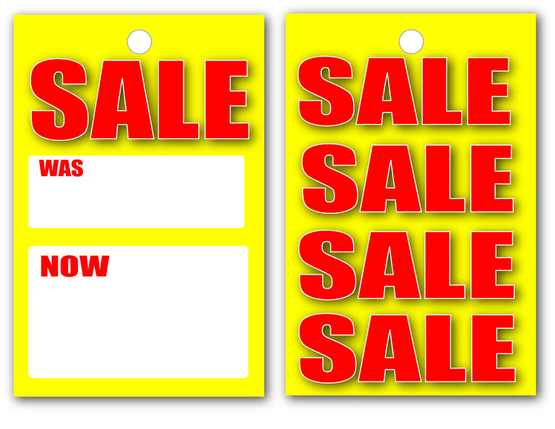 Red and Yellow sale was now 4.5" x 3" per 100 | yellow and red posters - Sale Posters & Signs
