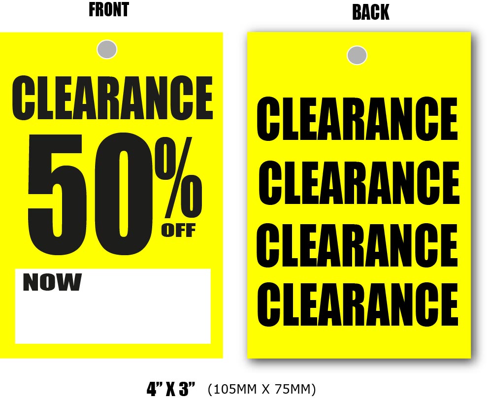 Yellow & Black 50%off tickets/hangers | sale tickets;Closing Down;Yellow and Black pos;50%off - Sale Posters & Signs