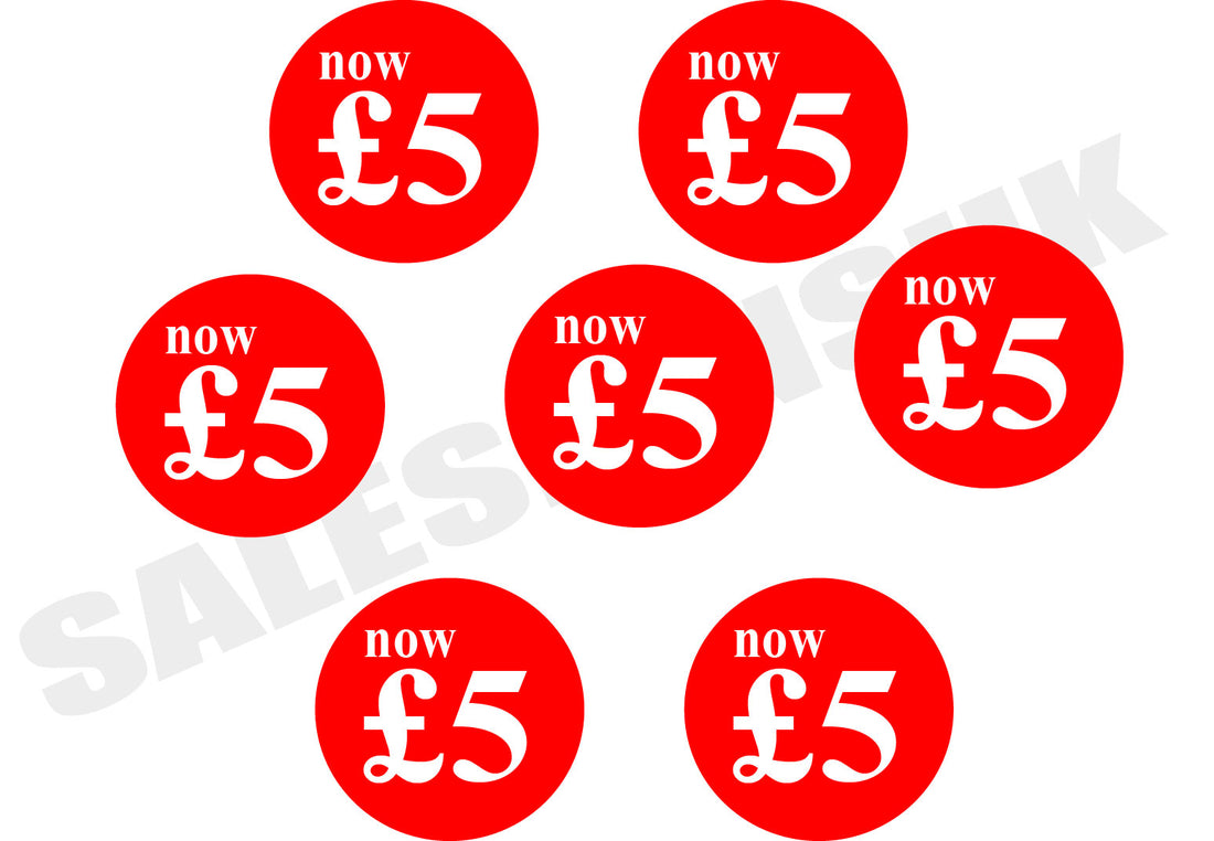 £5 price Stickers (300) | Sale Stickers - Sale Posters & Signs