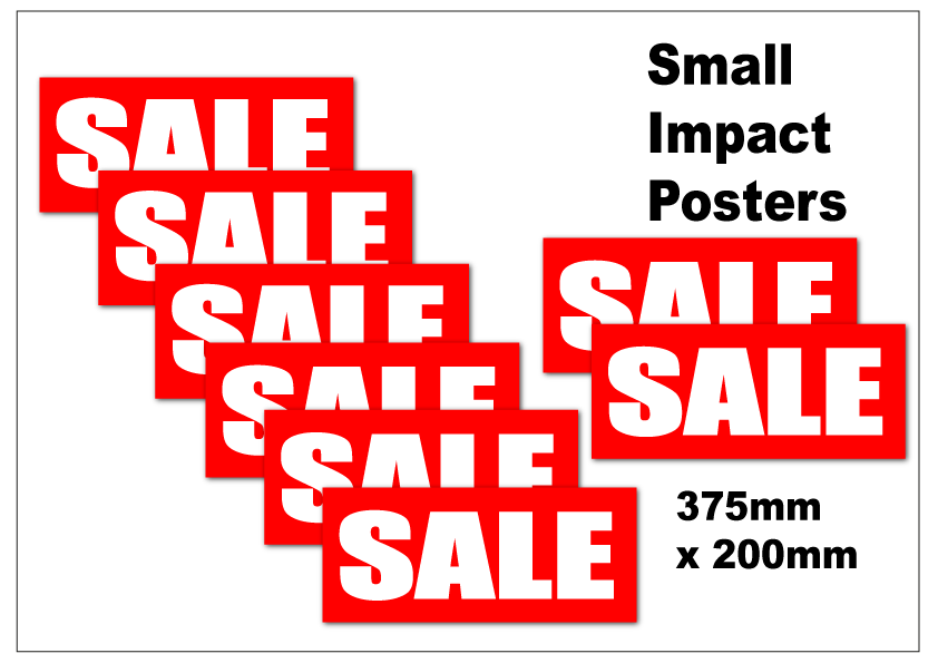 Sale posters small 375mm x 200mm x (10) impact | sale posters red Impact - Sale Posters & Signs