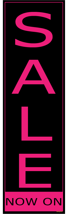 Vertical Sale Pink & Black poster 190mm x 840mm | Pink and Black collection - Sale Posters & Signs