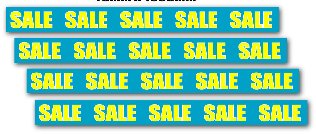 Sale Sale Sale Blue and Yellow x4 1000mm x 125mm | blue sale posters - Sale Posters & Signs